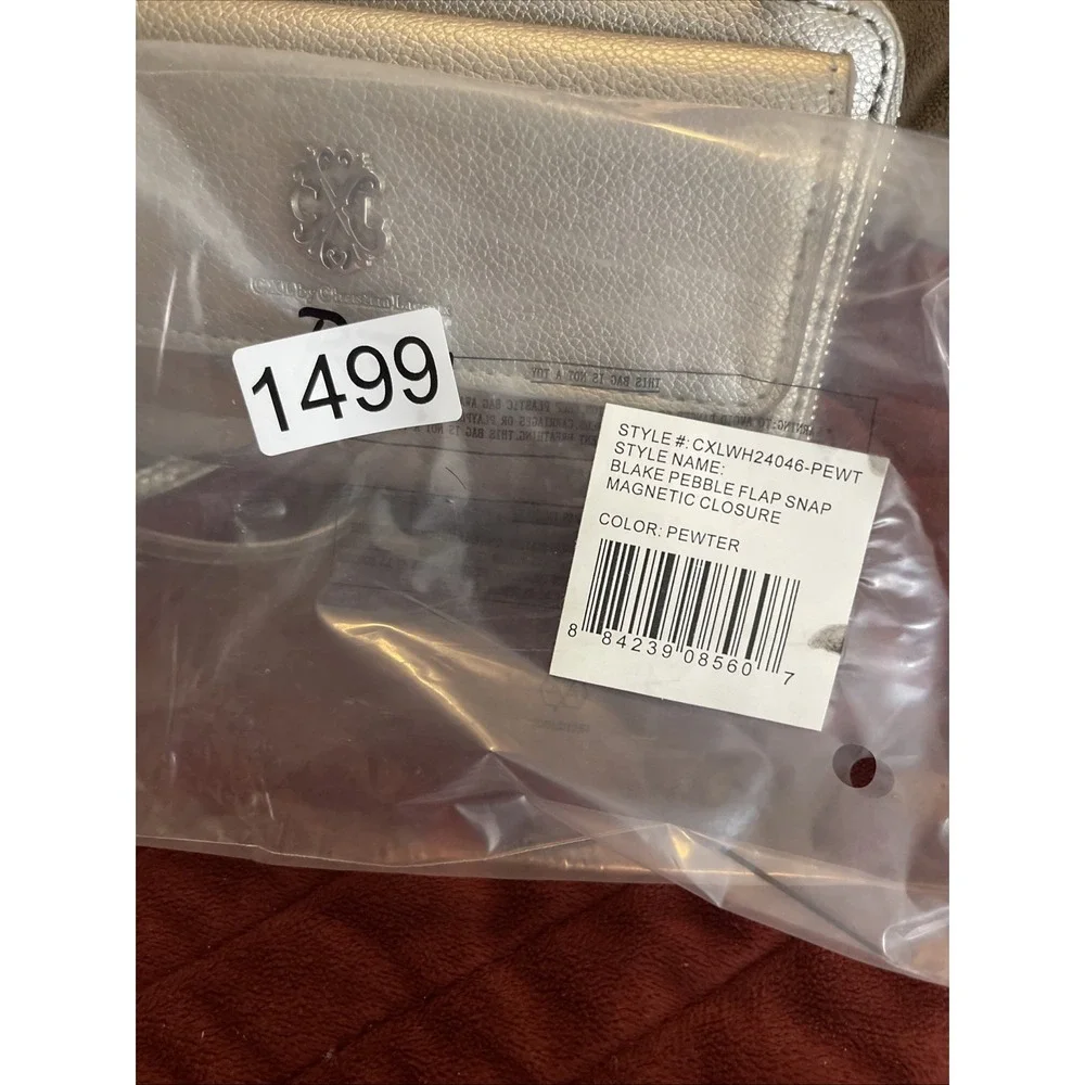 NWT Gift CXL Christian Lacroix‎ Blake Pewter Pebble Flap Snap Magnetic Closure